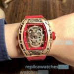 Richard Mille Skeleton Price- RM 052 Rose Gold Bezel Red Rubber Watchband Watch